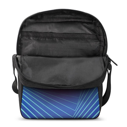 Blue Geometric EDM Light Print Rectangular Crossbody Bag