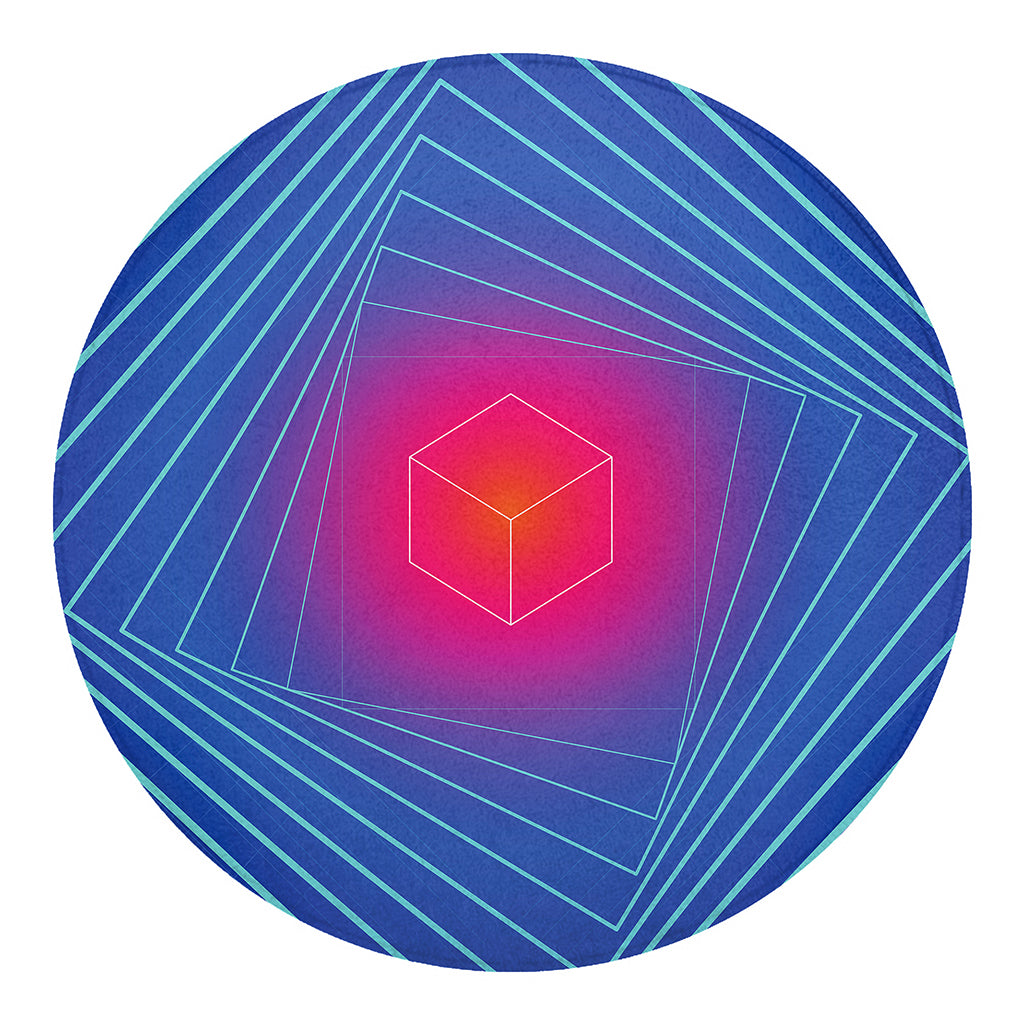 Blue Geometric EDM Light Print Round Blanket