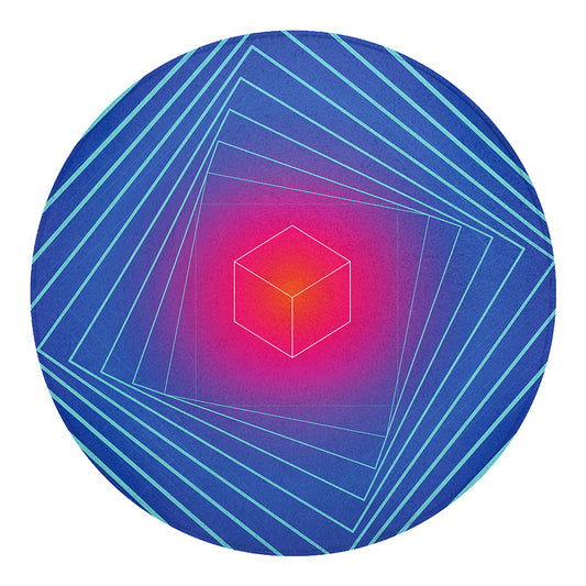 Blue Geometric EDM Light Print Round Blanket