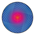 Blue Geometric EDM Light Print Round Floor Mat