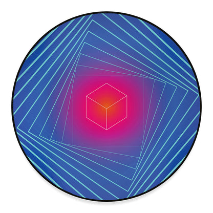 Blue Geometric EDM Light Print Round Floor Mat