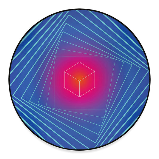 Blue Geometric EDM Light Print Round Floor Mat
