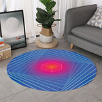 Blue Geometric EDM Light Print Round Rug