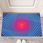 Blue Geometric EDM Light Print Rubber Doormat