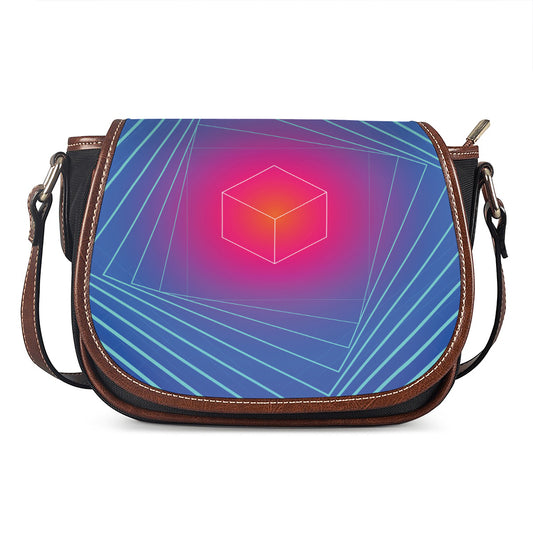 Blue Geometric EDM Light Print Saddle Bag