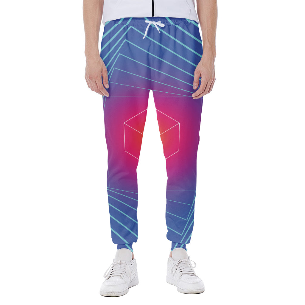 Blue Geometric EDM Light Print Scuba Joggers