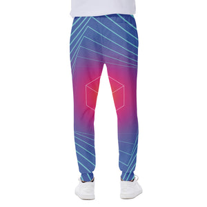 Blue Geometric EDM Light Print Scuba Joggers