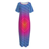 Blue Geometric EDM Light Print Short Sleeve Long Nightdress