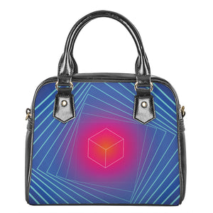 Blue Geometric EDM Light Print Shoulder Handbag