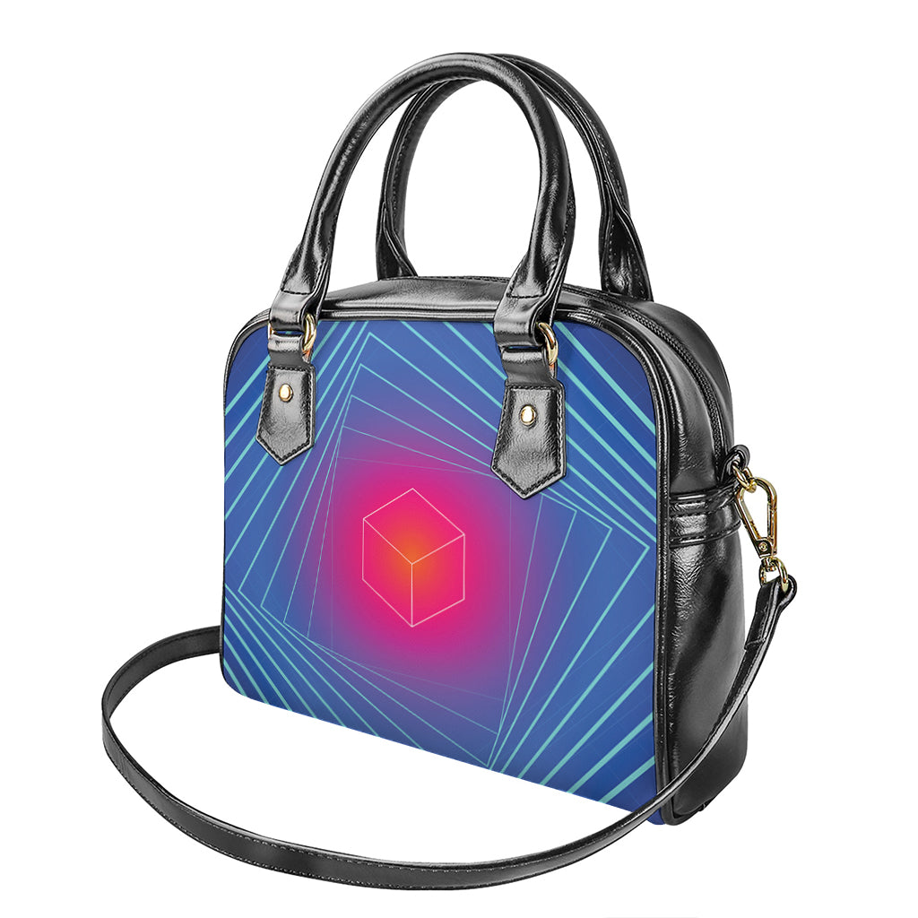 Blue Geometric EDM Light Print Shoulder Handbag