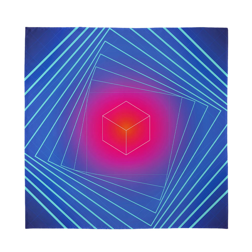 Blue Geometric EDM Light Print Silk Bandana