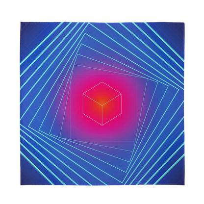 Blue Geometric EDM Light Print Silk Bandana
