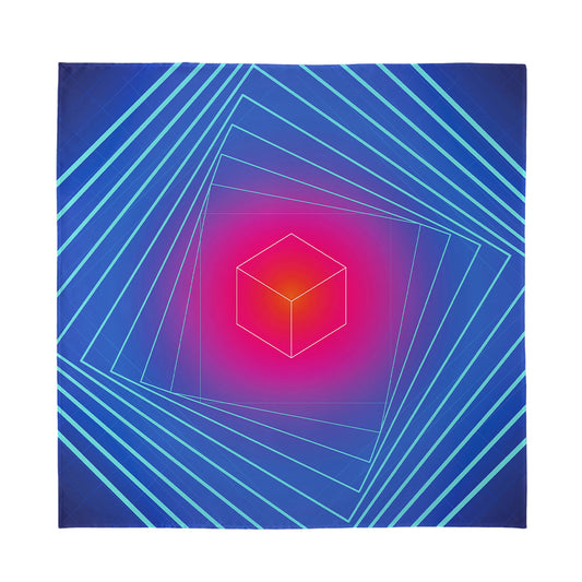 Blue Geometric EDM Light Print Silk Bandana