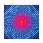 Blue Geometric EDM Light Print Silk Bandana