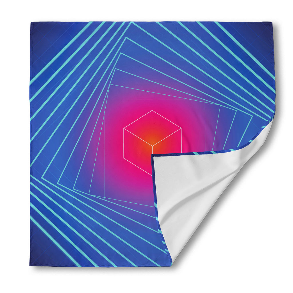 Blue Geometric EDM Light Print Silk Bandana