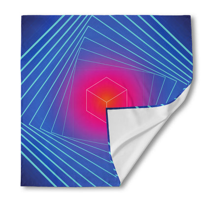 Blue Geometric EDM Light Print Silk Bandana
