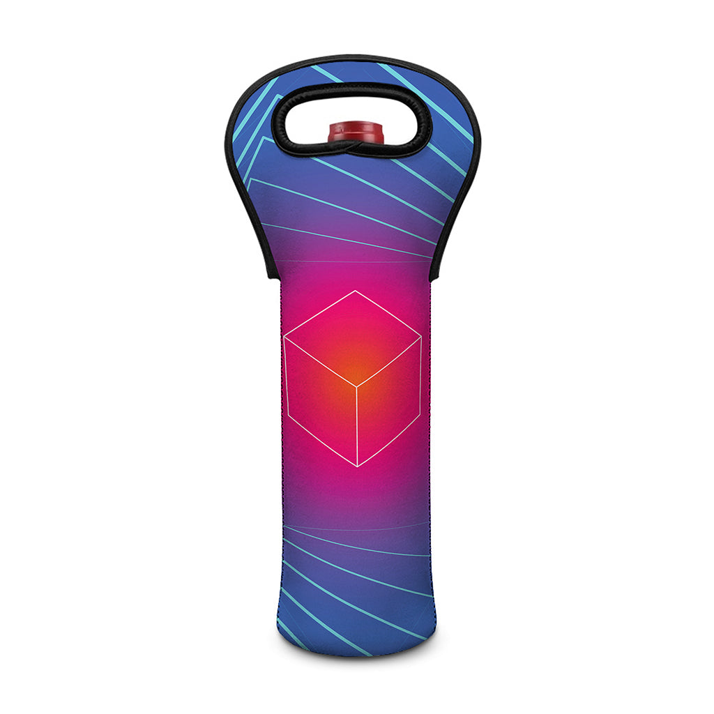 Blue Geometric EDM Light Print Single Neoprene Wine Tote