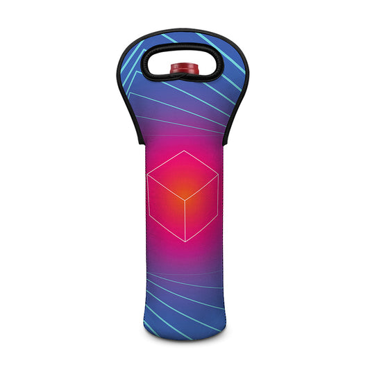 Blue Geometric EDM Light Print Single Neoprene Wine Tote