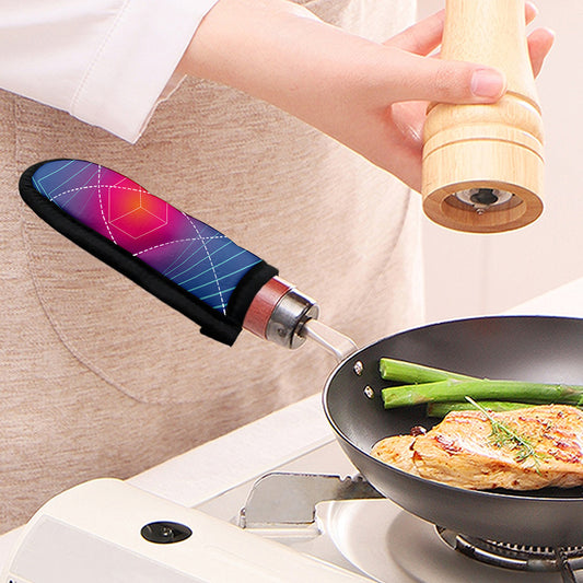 Blue Geometric EDM Light Print Skillet Handle Cover