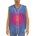 Blue Geometric EDM Light Print Sleeveless Baseball Jersey