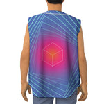 Blue Geometric EDM Light Print Sleeveless Baseball Jersey