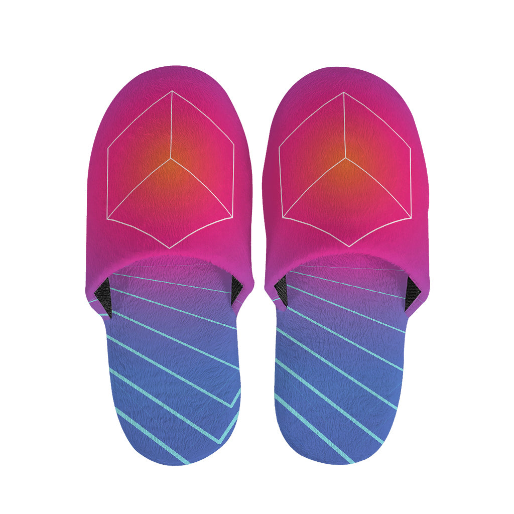 Blue Geometric EDM Light Print Slippers