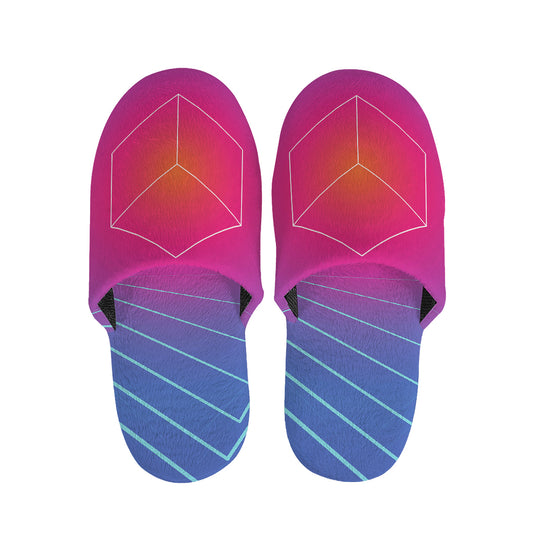 Blue Geometric EDM Light Print Slippers
