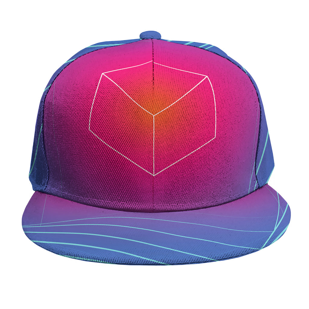 Blue Geometric EDM Light Print Snapback Cap
