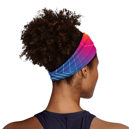 Blue Geometric EDM Light Print Sports Headband