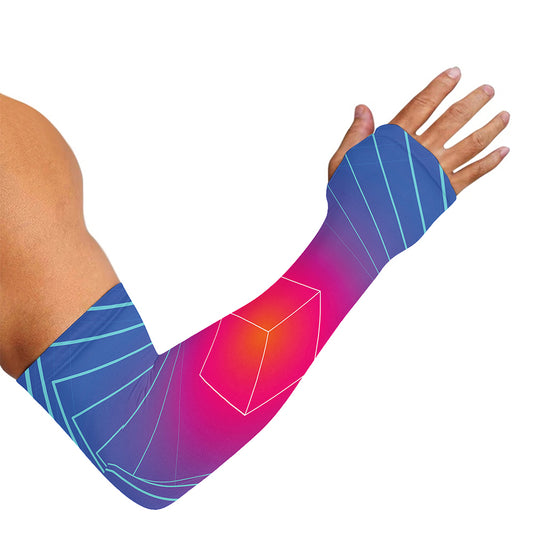 Blue Geometric EDM Light Print Sun Protection Arm Sleeves