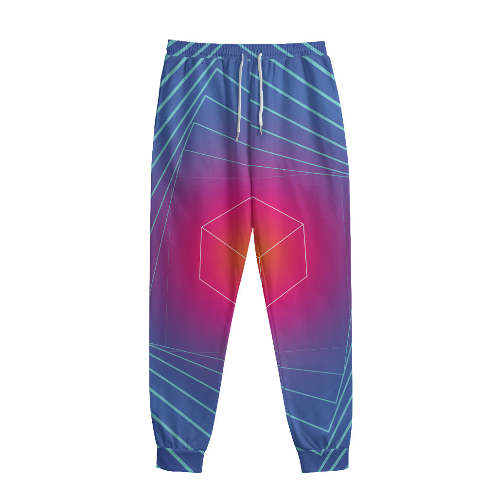 Blue Geometric EDM Light Print Sweatpants