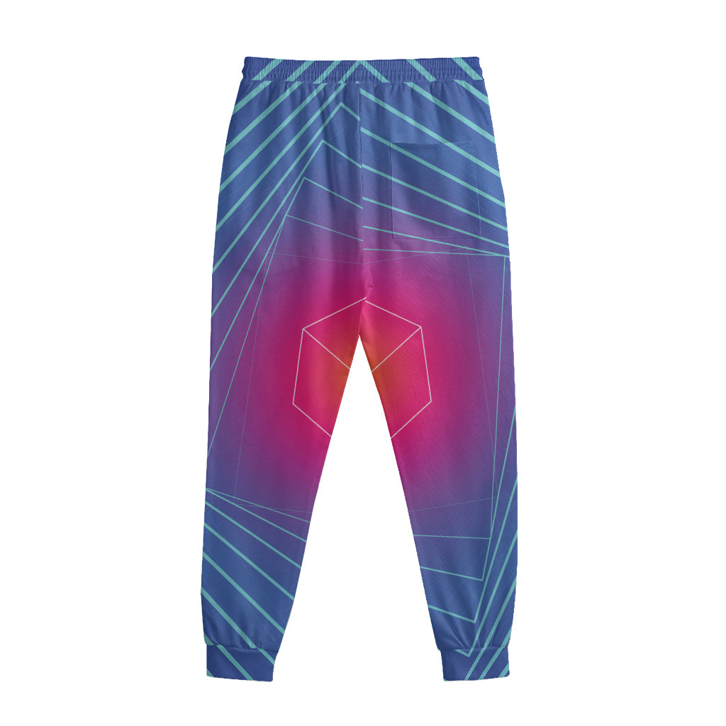 Blue Geometric EDM Light Print Sweatpants