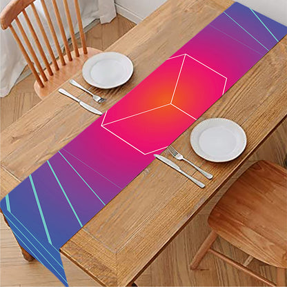 Blue Geometric EDM Light Print Table Runner