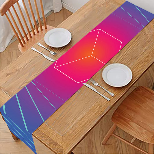 Blue Geometric EDM Light Print Table Runner