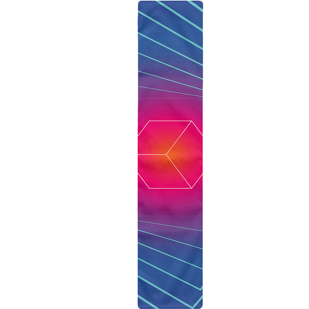 Blue Geometric EDM Light Print Table Runner