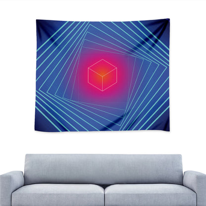 Blue Geometric EDM Light Print Tapestry