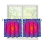 Blue Geometric EDM Light Print Tier Curtains