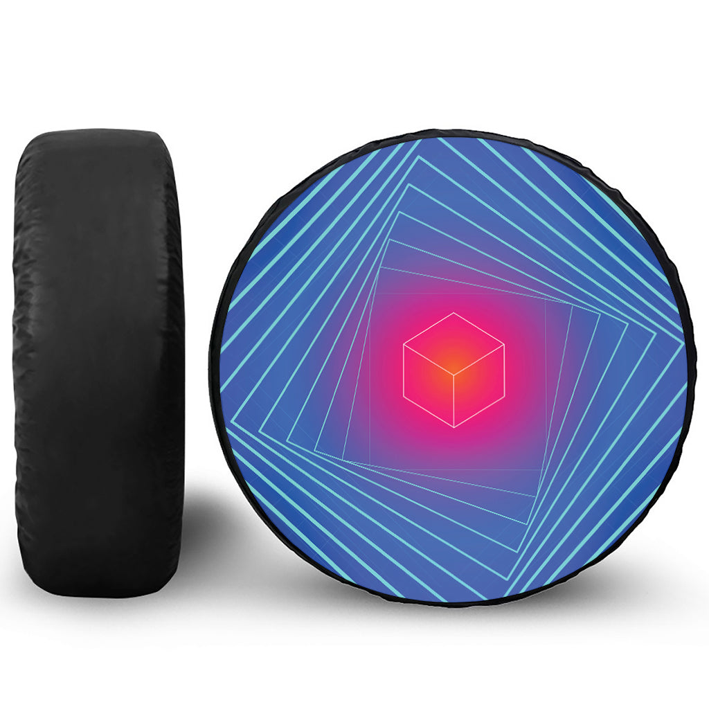 Blue Geometric EDM Light Print Tire Cover