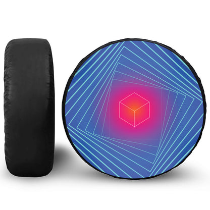 Blue Geometric EDM Light Print Tire Cover