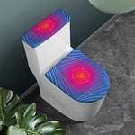Blue Geometric EDM Light Print Toilet Lid And Tank Cover Set