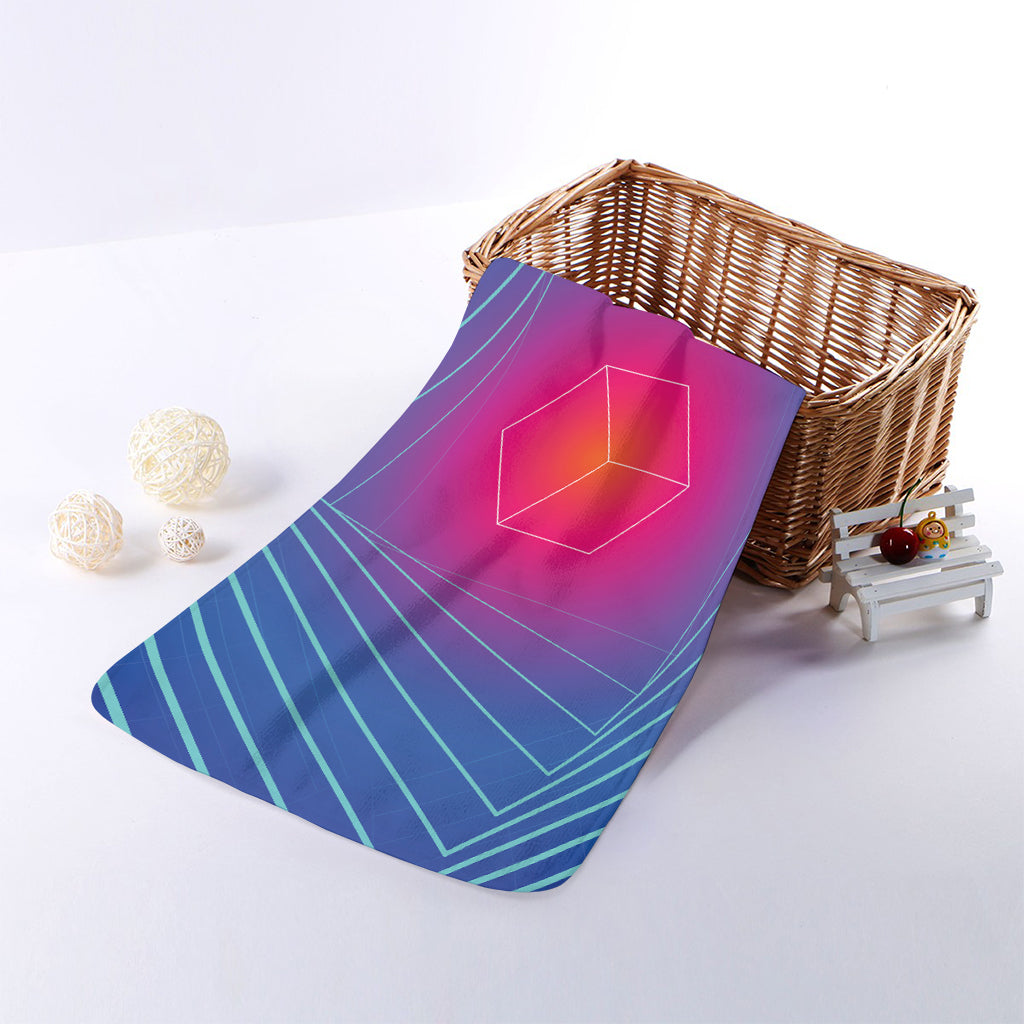 Blue Geometric EDM Light Print Towel