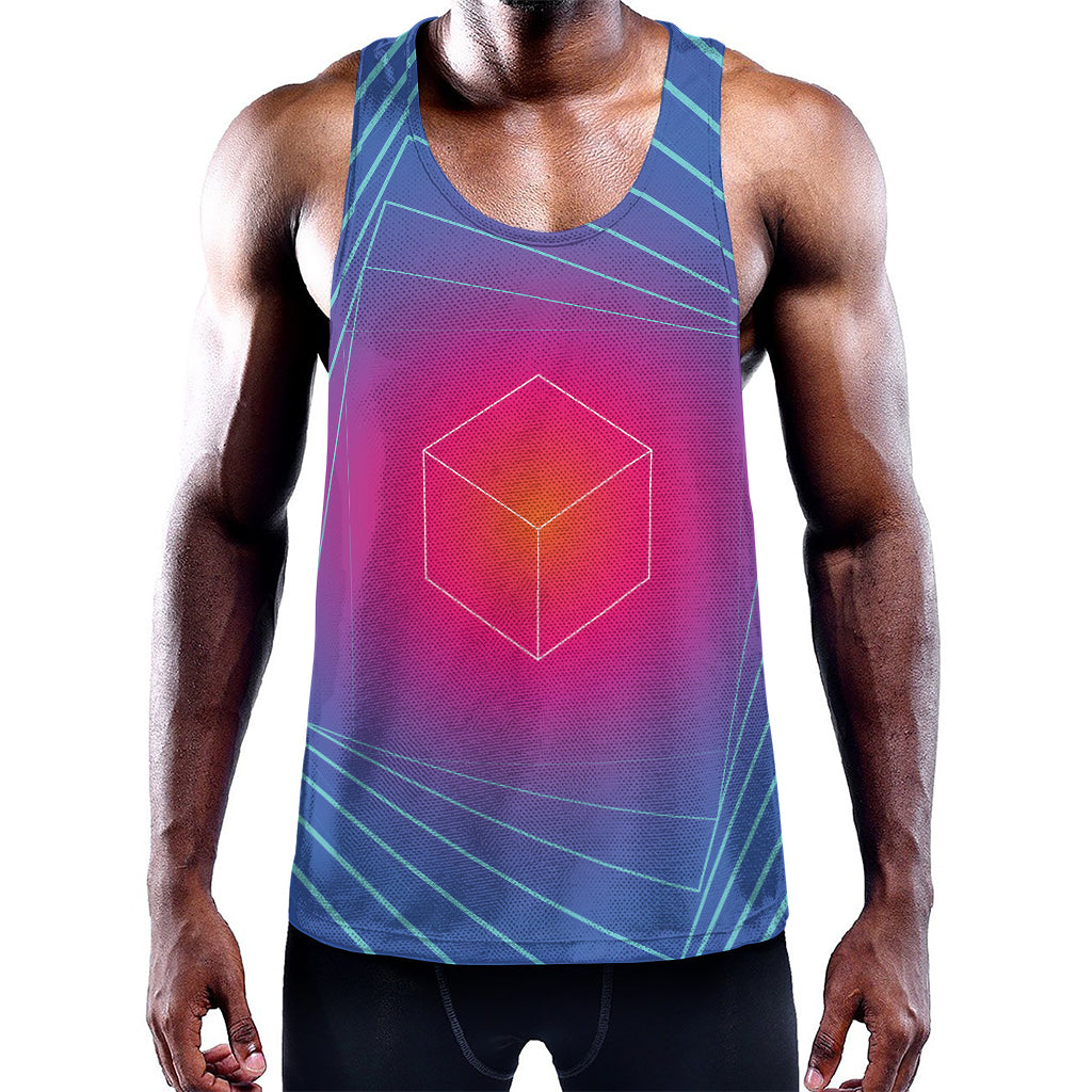 Blue Geometric EDM Light Print Training Tank Top