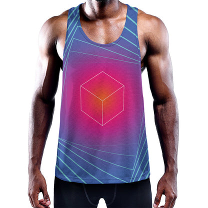 Blue Geometric EDM Light Print Training Tank Top
