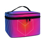 Blue Geometric EDM Light Print Travel Makeup Bag