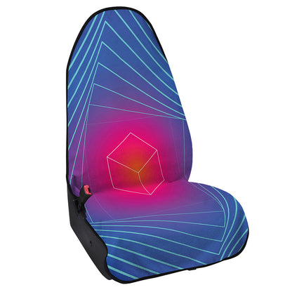 Blue Geometric EDM Light Print Waterproof Car Seat Cover