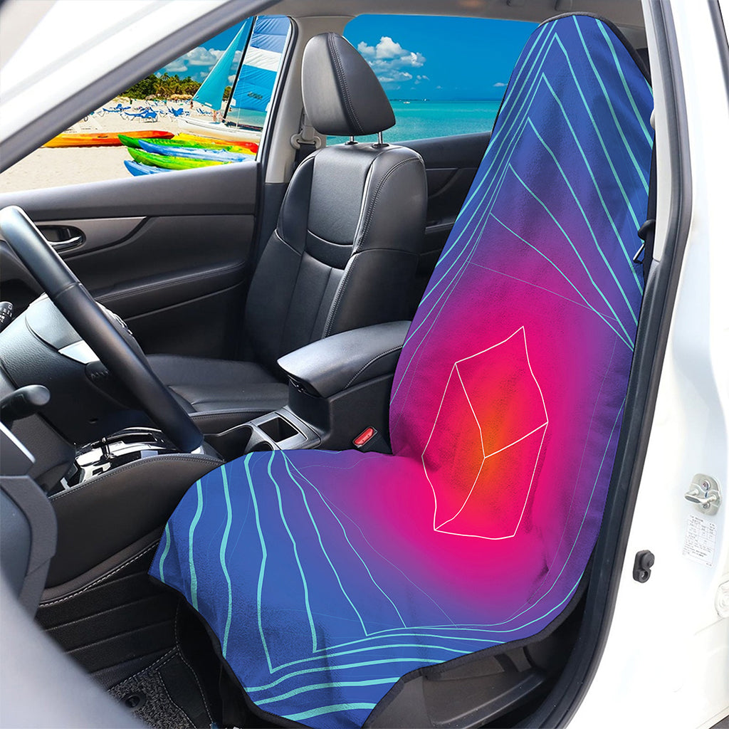 Blue Geometric EDM Light Print Waterproof Car Seat Cover
