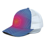 Blue Geometric EDM Light Print White Mesh Trucker Cap