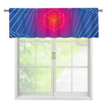 Blue Geometric EDM Light Print Window Valance