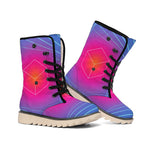 Blue Geometric EDM Light Print Winter Boots