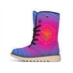 Blue Geometric EDM Light Print Winter Boots